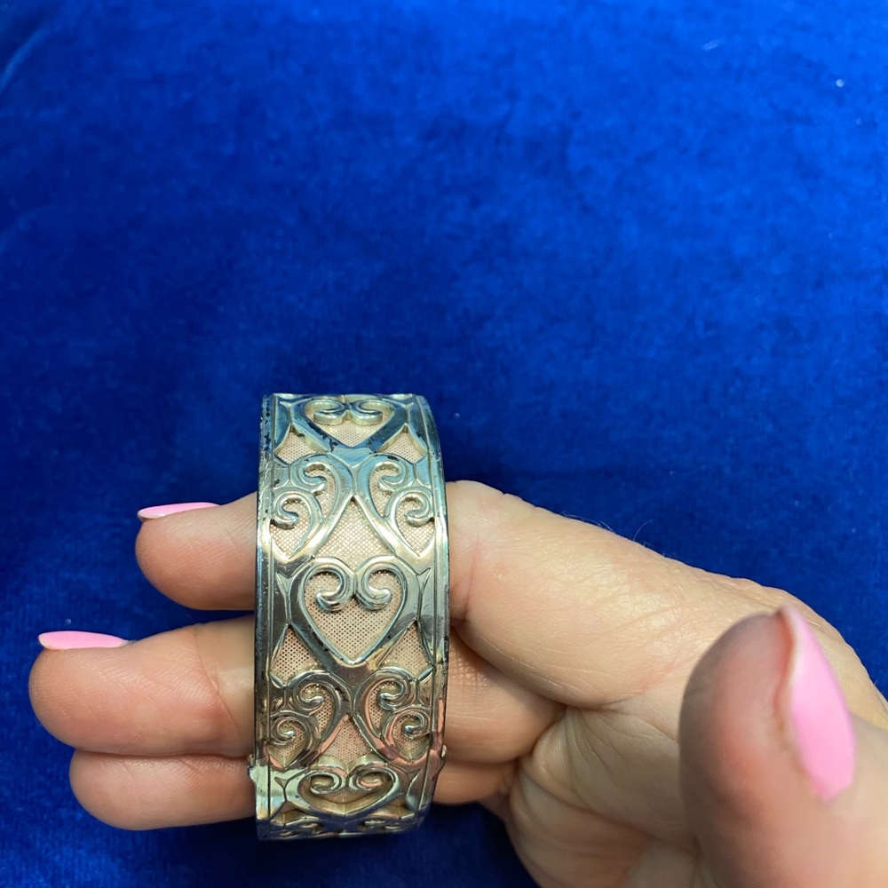 Brighton Christo Silver Cuff Bracelet with Heart Motif